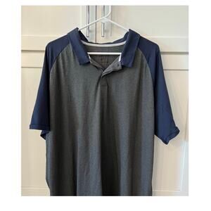 NIKE Dri-FIT Golf Polo Shirt Mens Short Sleeve Top Sz XXL Navy Blue Gray Raglan